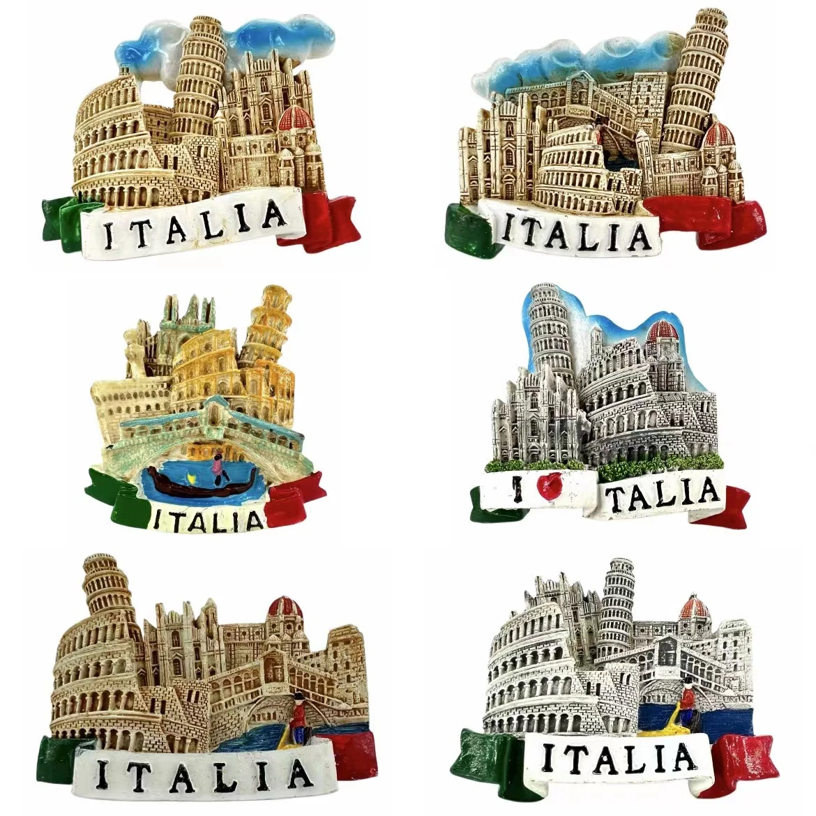 All Over Italy Fridge Magnets Souvenir Horseshoe Venice pizza Rome Travel 3D Memorial Magnetic Refrigerator Stickers Gift