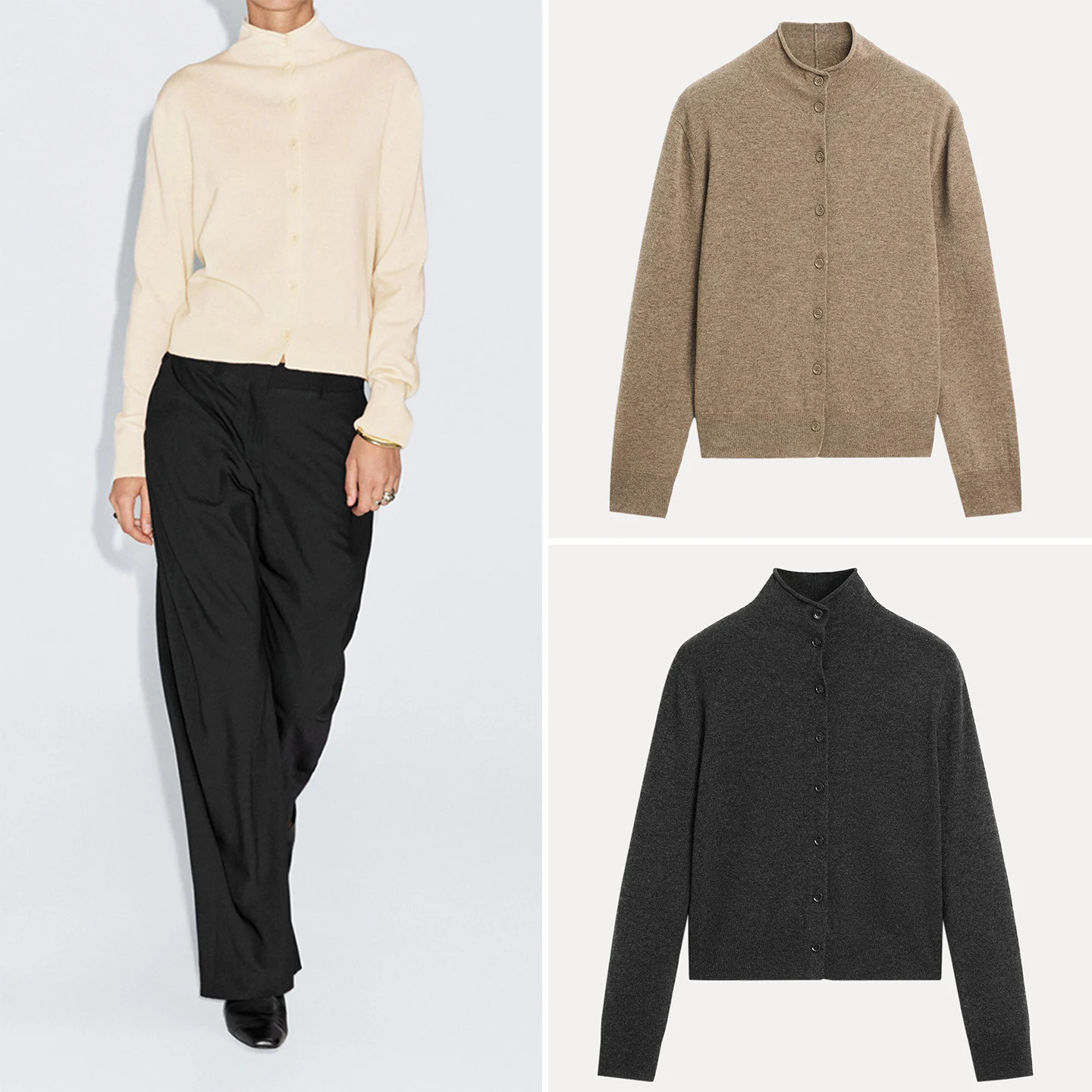 

Casual High Collar Knitted Open Cardigan Ele Sle Women's Faion Loose Fit Long Sve Autumn 2025 Z Brand