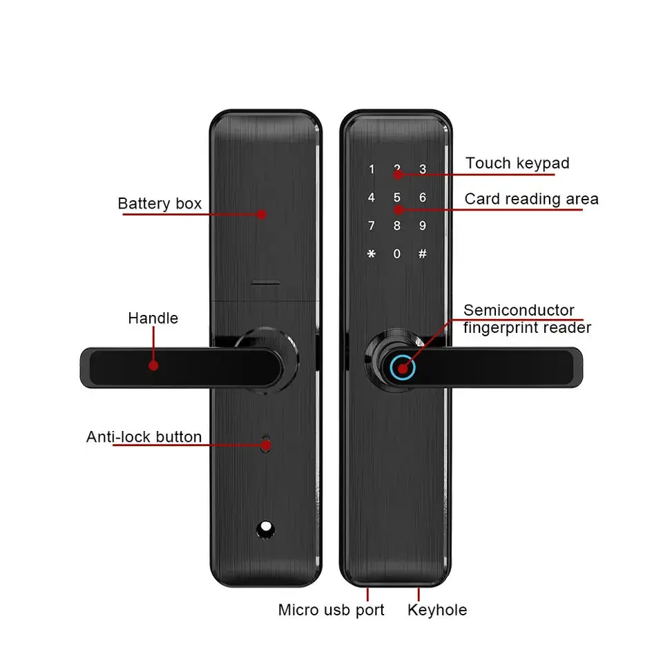 Factory New Fashion Serrure Intelligente Biometric Digital FingerPrint Password IC Card TTlock Smart Door Lock for Wooden Doors