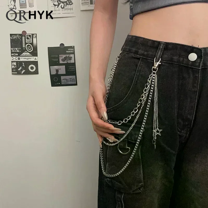 Star Tassel Metal Waist Chain Pants Chain Clothing Pendant Pants Jeans Belt Keychains Chain Jewelry
