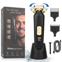 Groin Hair Trimmer for Men Pubic Hair Trimmer Ball Trimmer Replaceable Ceramic Blade Heads Type-C Rechargeable & Wireless Charg