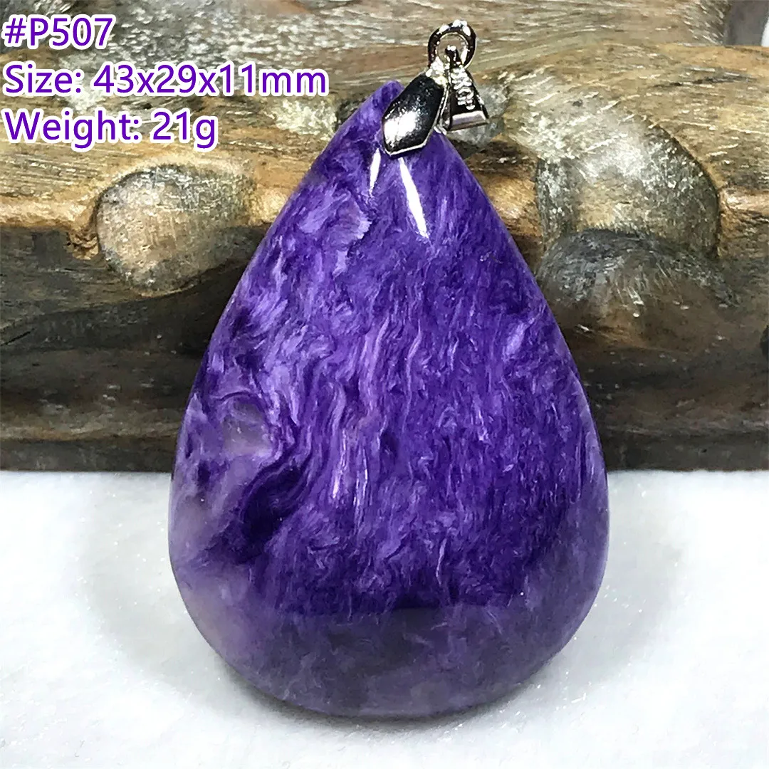 

Top Natural Purple Charoite Necklace Pendant For Women Men Healing Gift Stone Silver Crystal Beads Russia Gemstone Jewelry AAAAA