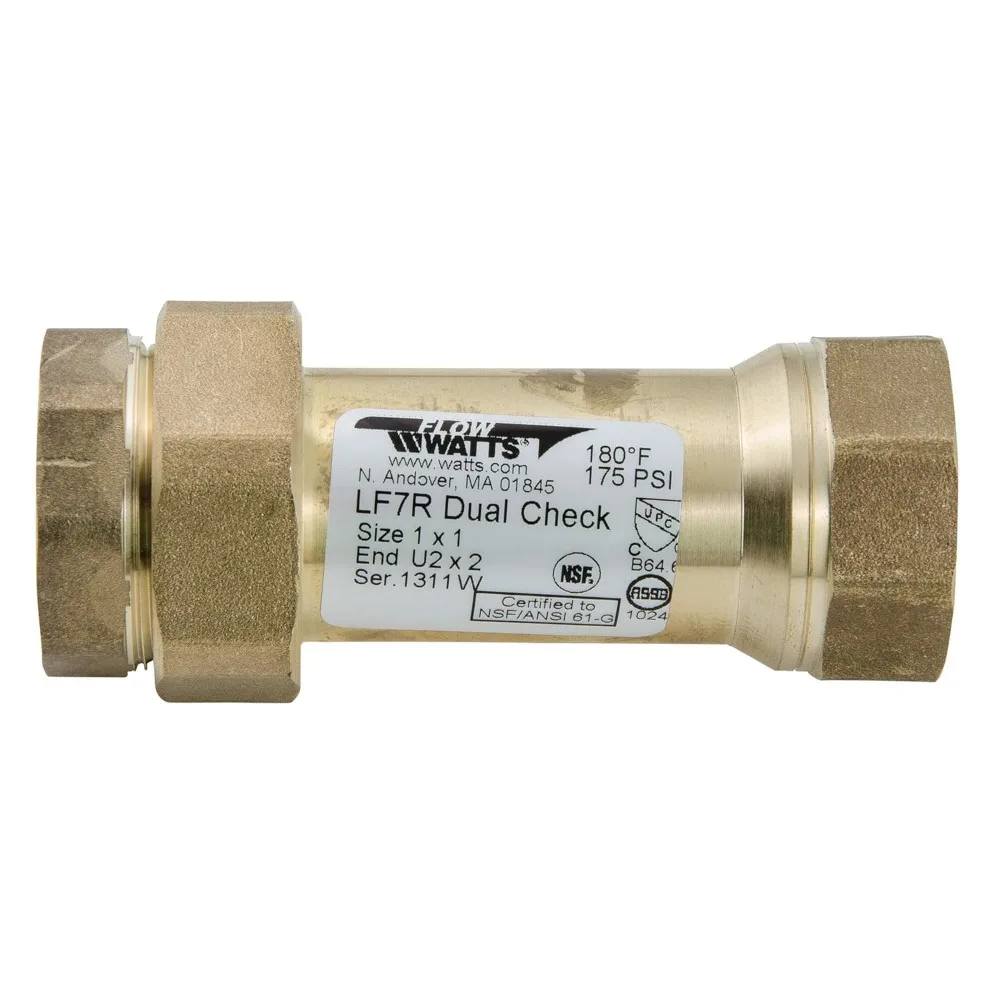 

Dual Check Valve Lead Free One Inch FIP Backflow Preventer