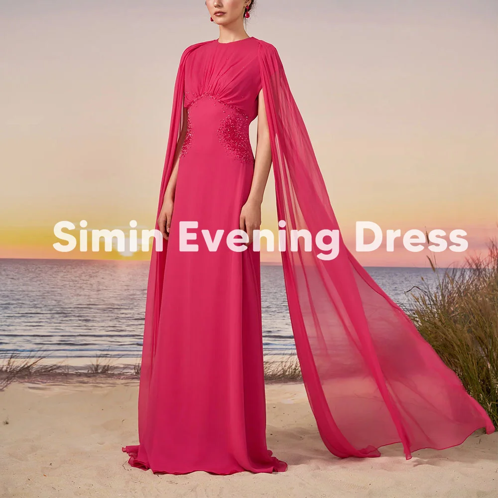 

Simin Women's Customized O-neck Beaded Straight Evening Dresses Sleeveless With Shawl Floor-Length Formal Elegant Dresses 2025