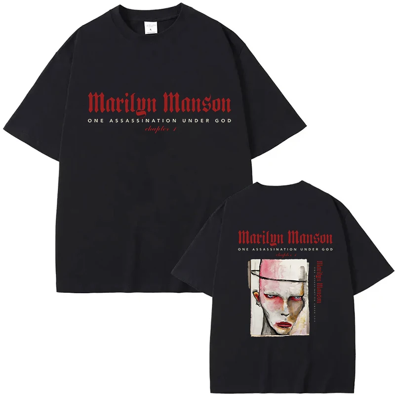 Marilyn Manson Tour Tee-shirt Unisex Pure Cotton Fashion Casual Album Tshirt Cotton Tees Round Neck Men/Women T-shirt Streetwear