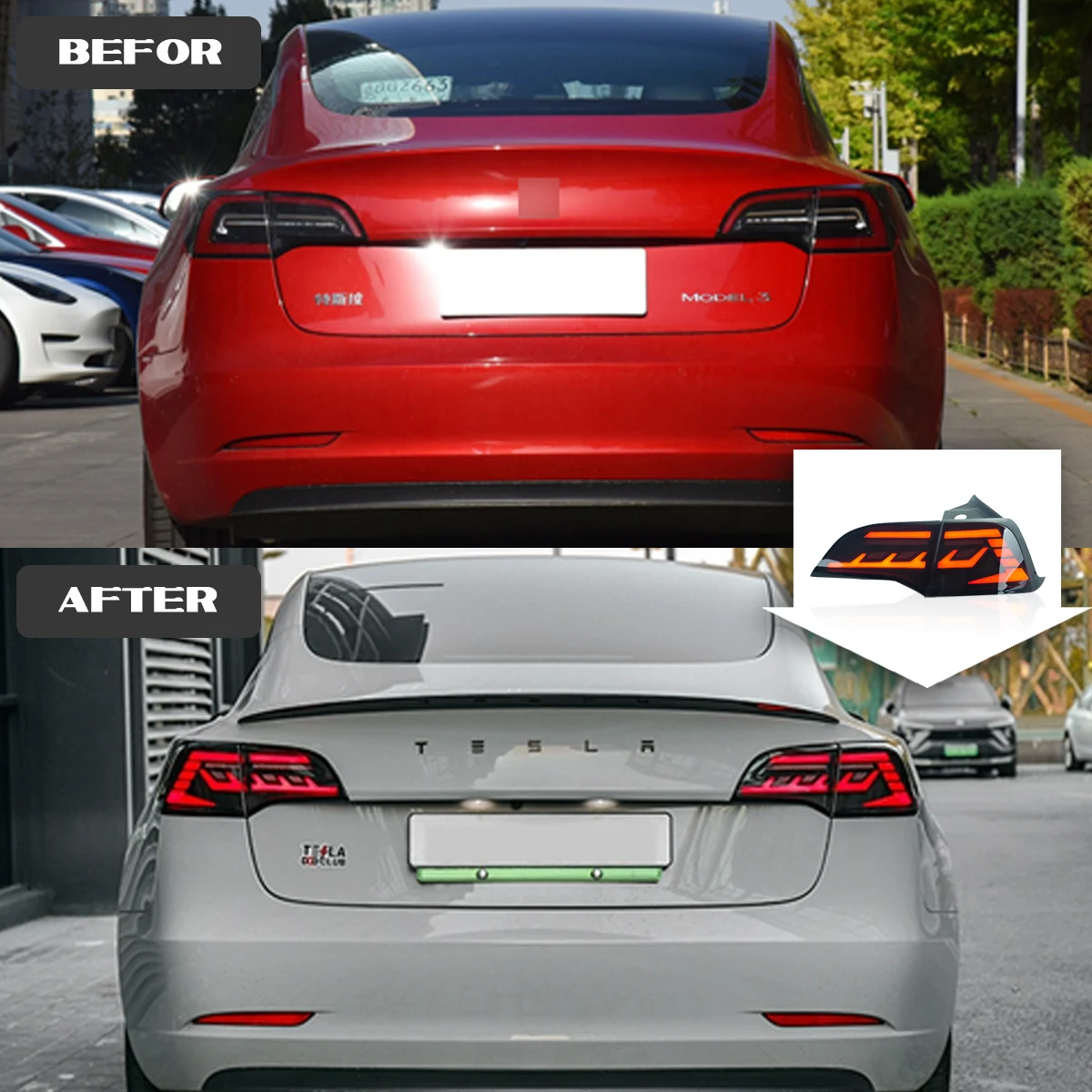 TYPY LED Taillight For Tesla Model 3 Model Y 2019-2022 Full  Set with DRL Sequential Turn Signal Taillights