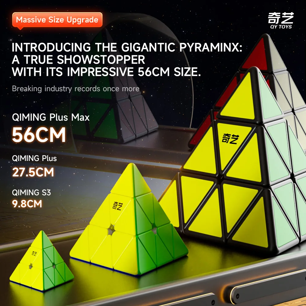 New QIYI Pyramid Cube Qiming Plus Max 3x3 Pyramid 56cm Big Cube 3x3 Magic Cube Professional Cubo Magico Puzzle Toy for Children