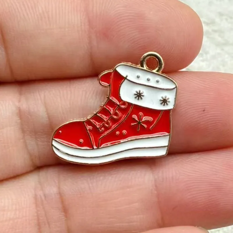10pcs Christmas Theme Metal Enamel Charms Pendant for DIY Earrings Necklace Bracelet Jewelry Making Keychain Accessory