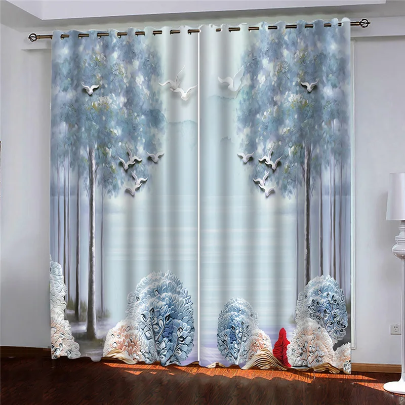 Customized Curtains On Offer Abstract Woods Lake Landscape Curtains 2 Panels Kids Decor Curtains Boys Girls Bedroom Living Room