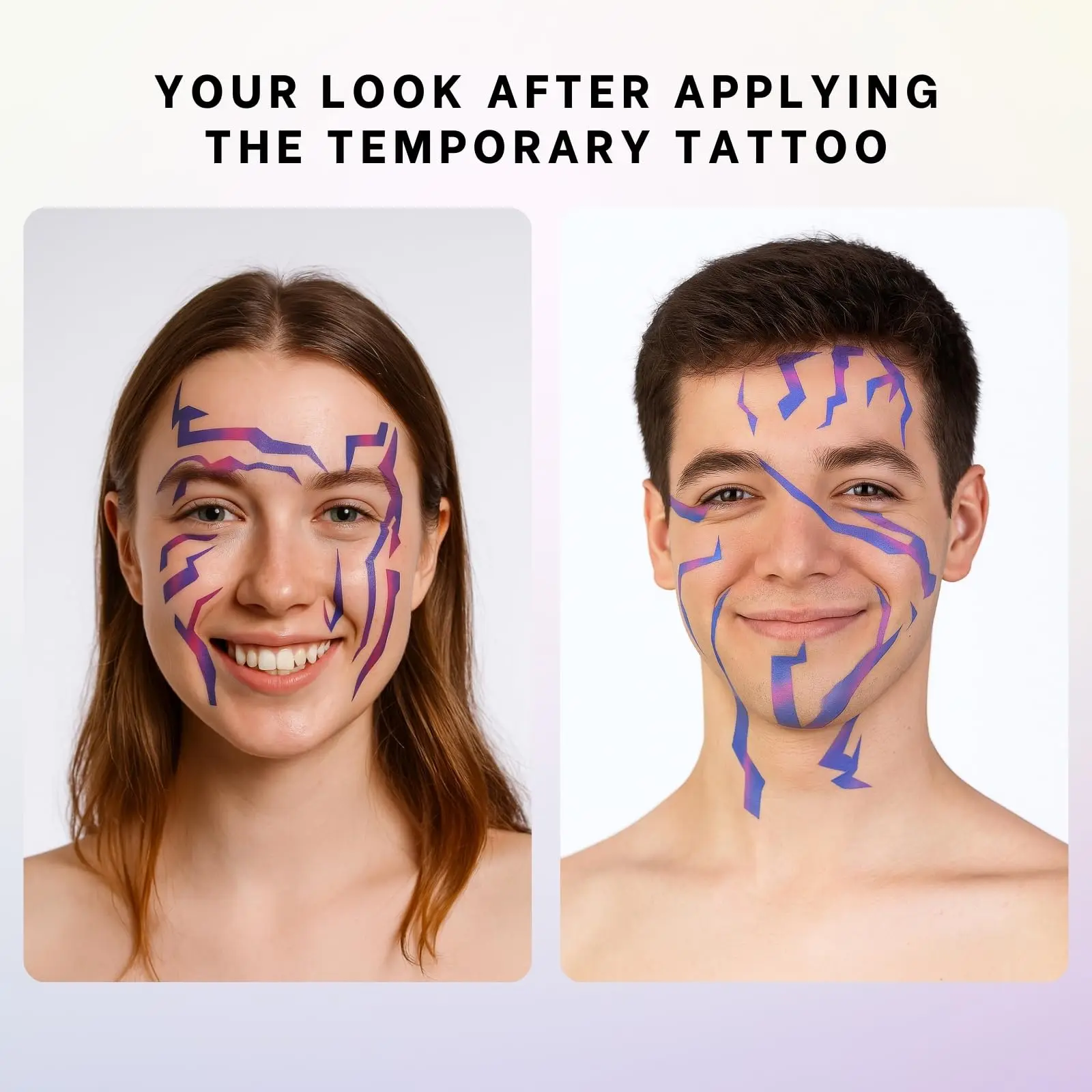 Purple Ombre Temporary Patterns Tattoo – Realistic Waterproof Body Art for Cosplay, Halloween, and Party Makeup