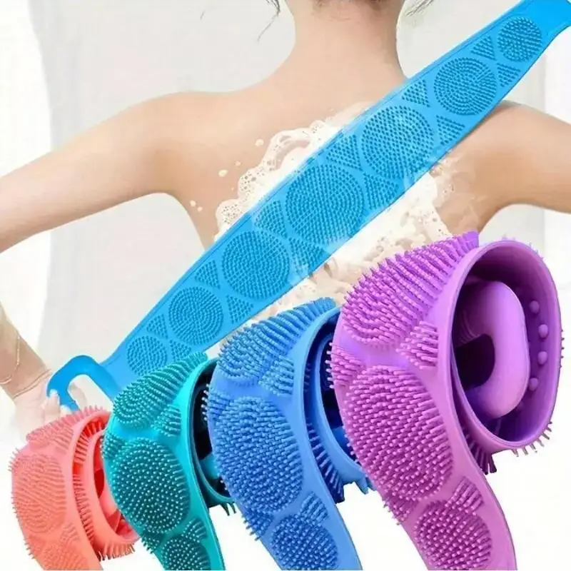 Body Silicone Brush Scrub Body Exfoliating Sponge Brush Bathroom Shower Back Brush Bathtub Scrub Skin Cleaning Tool Bath Belt