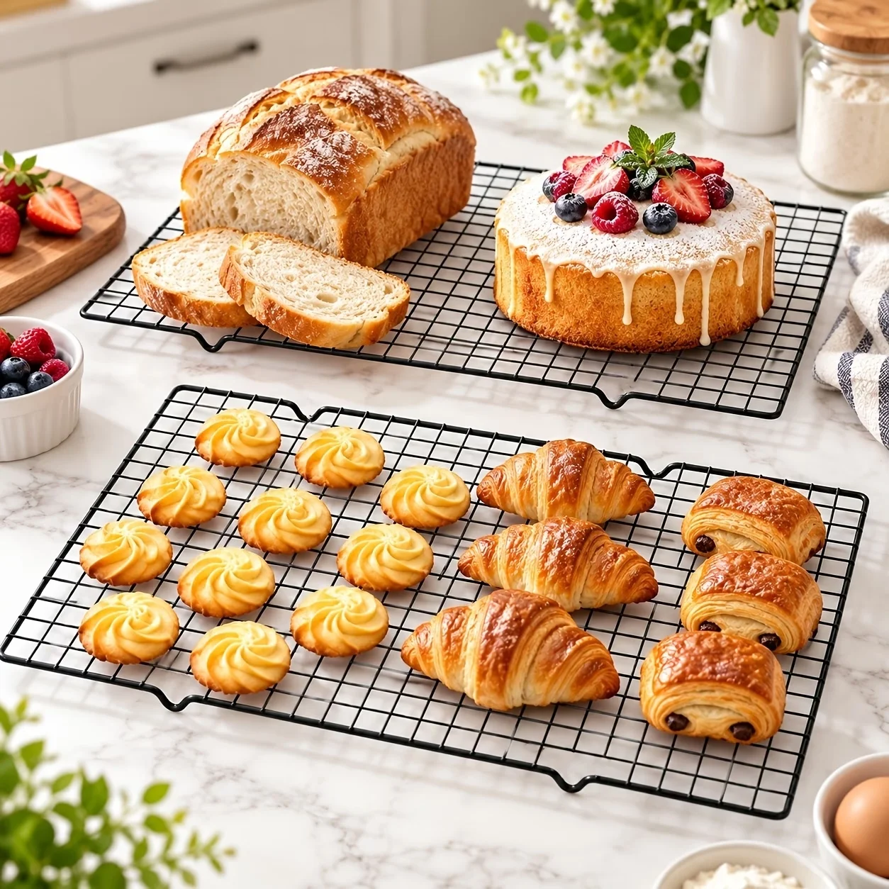 1pcs Single Layer Stainless Steel BBQ Bread Cake Cooling Rack Drip Dry Rack Cooling Grid Baking Pan Household Baking Tool