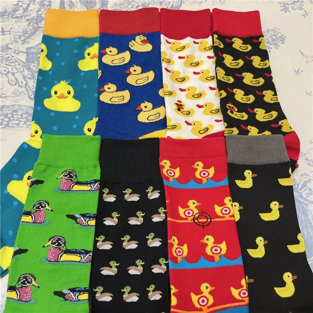 Skarpetki dla dorosłych Unisex Cartoon Yellow Duck Socks Colorful Mallard Bird Quack Duckling Goose Poultry Fowl Fashion OOTD Little Gift Sox