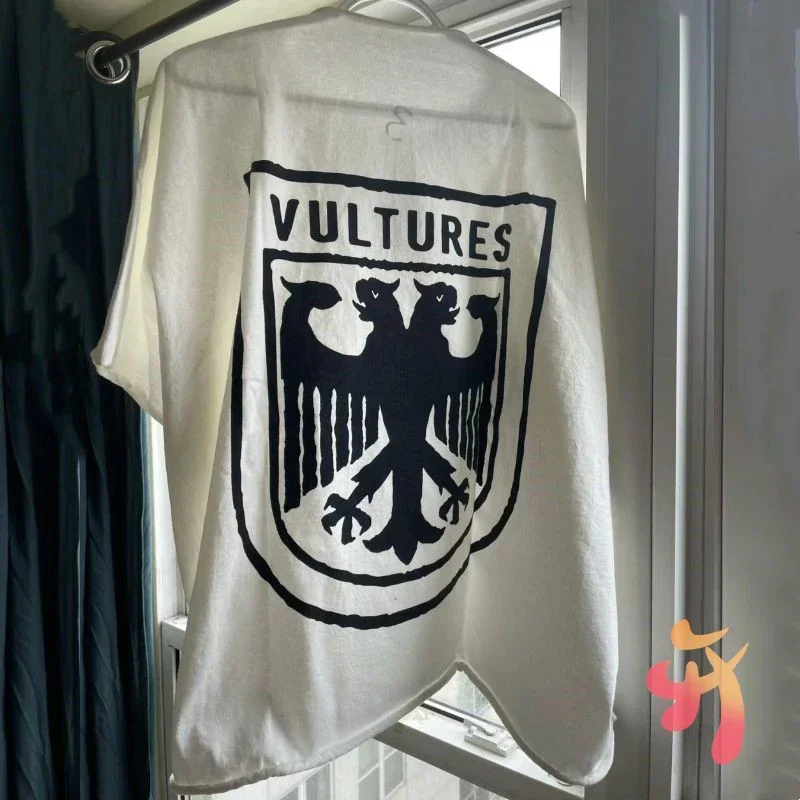 Hiphop Street Vulture Tshirts Cotton Cut Casual Loose Couple Short Sleeve Top Black White Men Women Kanye T-shirt