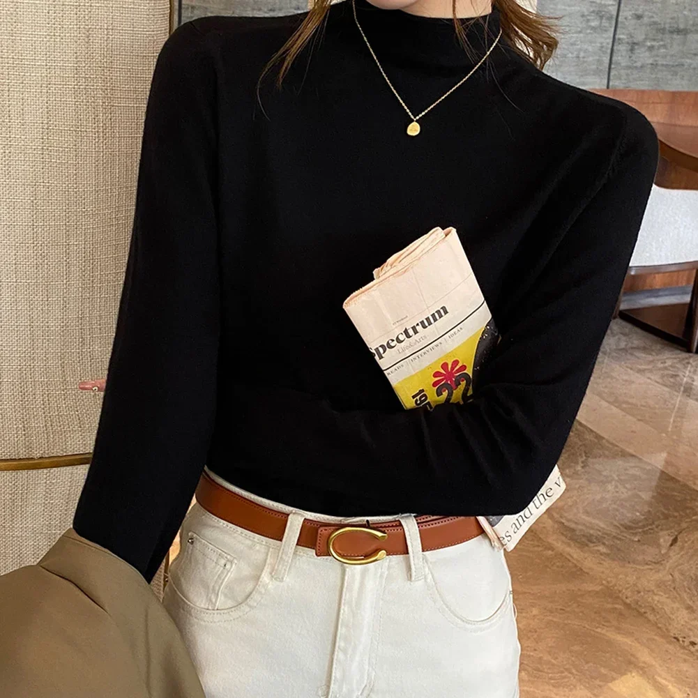 

Daily Wear Casual Outing Black Half Turtleneck Casual Long Sleeve Top Leisure Clothing Bottoming Shirt Brand New
