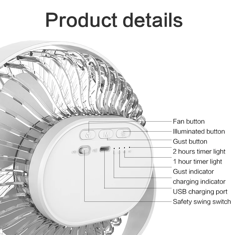 Kinscoter 4000mAh Battery Rechargeable Fan Clip on Fans Operated Clip Portable Desk Mini Fan