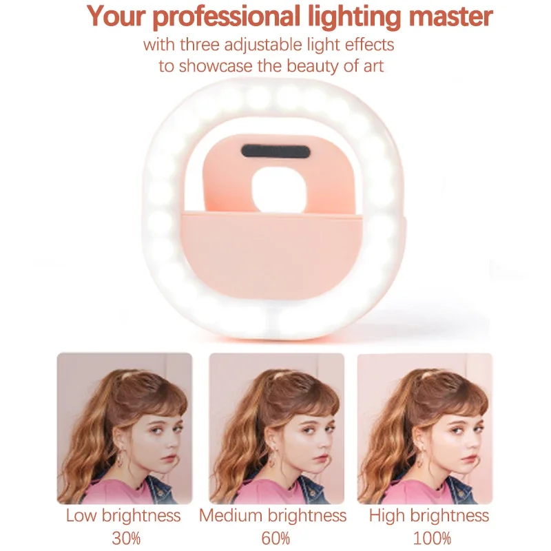 Selfie Ring Light for Phone Tablet Computer Portable Clip-On Light Live Video Streaming for Makeup Vlogging Photography