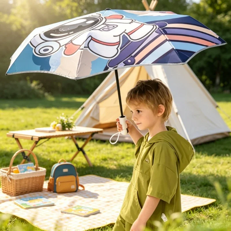 Fully Automatic Kids Folding Umbrella Anti Rebound Safety Design Rain Protection for Students School Travel Daily Use 아동 우산