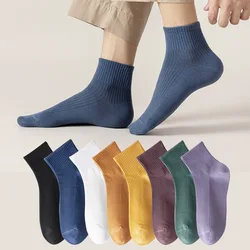 Modne skarpetki męskie Solid White Black Blue Cotton Breathable Crew Socks Men Business Male Knitting Harajuku Streetwear Long Sock