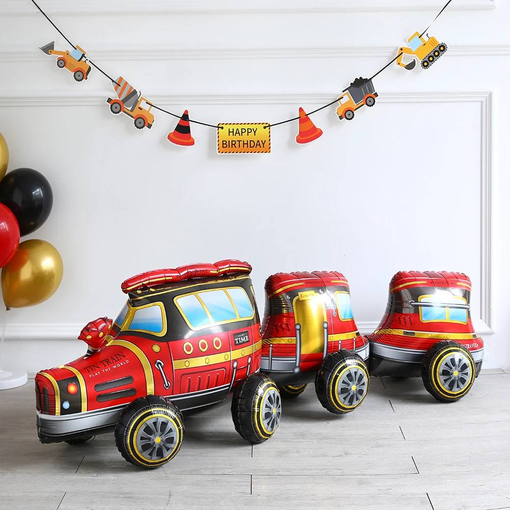 1pc dos desenhos animados carro balão caminhão de bombeiros trem folha balão tema tráfego decorações festa aniversário crianças brinquedos suprimentos do chuveiro do bebê