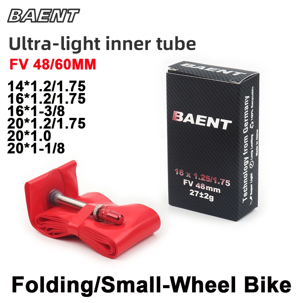 Small Wheel/Folding Bike Ultralight Inner Tube 14/16*1.2/1.75 ,16*1-3/8, 20*1.2/1.75,20*1,20*1-1/8 48/60MM FV Bicycle Inner Tube