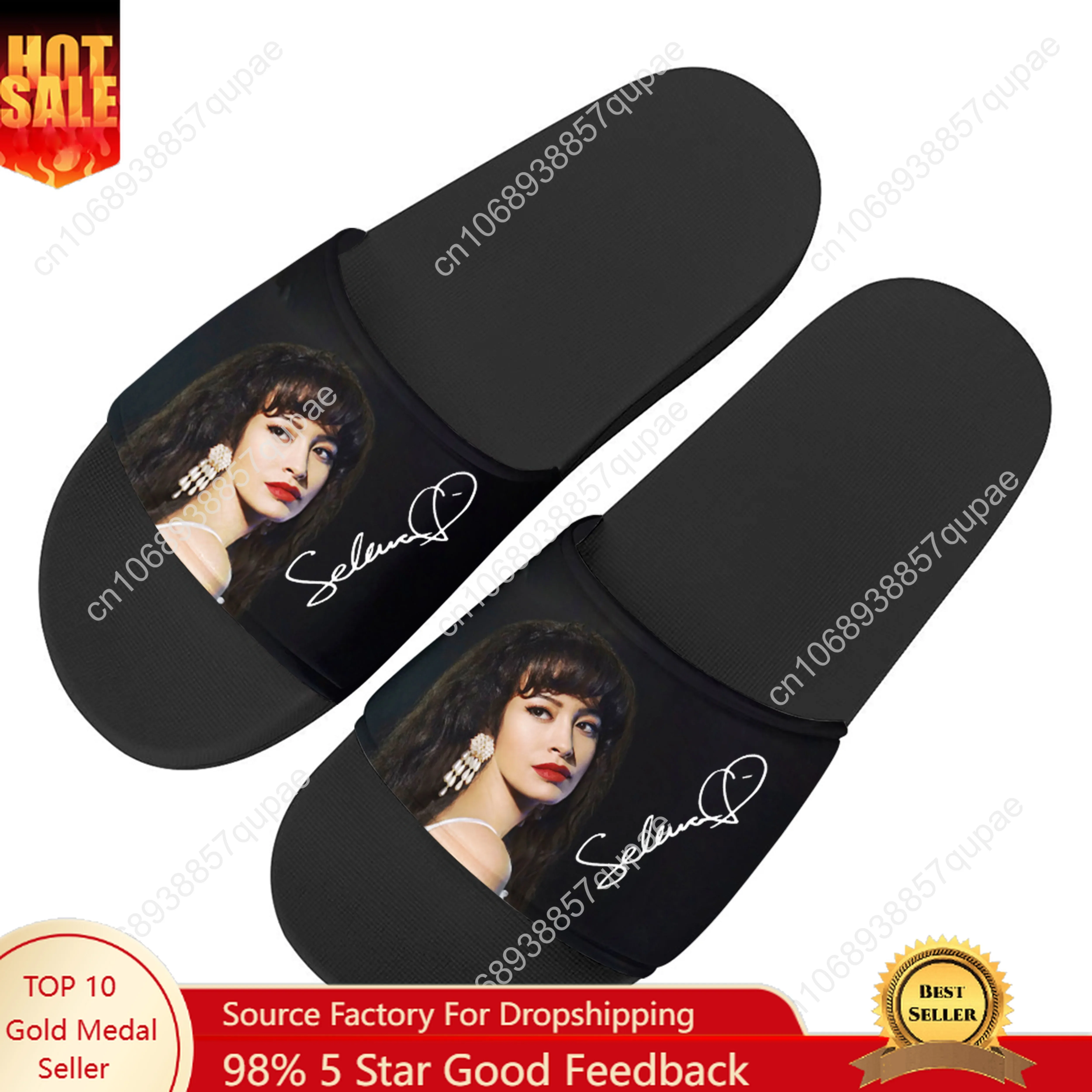 Selena Quintanilla Singer Slippers Home Water Shoes Men Women Teenagers Beach Pool Sandals High Quality Custom Summer Slipper