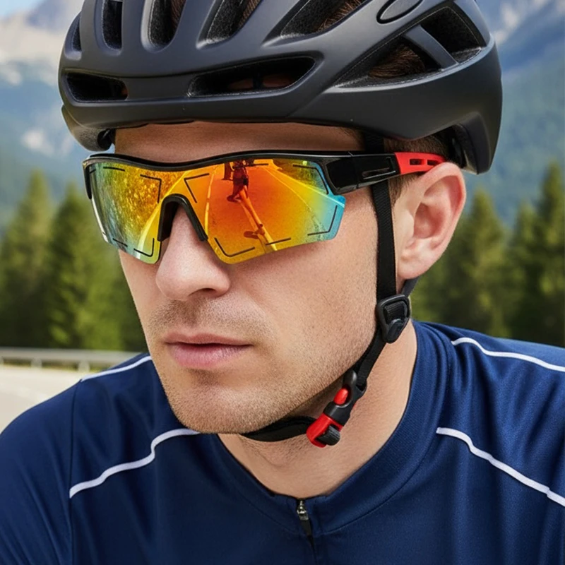 Sonnenbrille für Männer und Frauen, großer Rahmen, UV-Sonnenbrille, bunte Sport-Fahrradbrille, Schutzbrille 9821