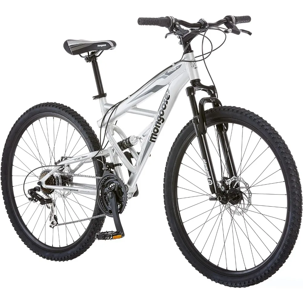 

Mongoose Impasse Full Suspension Mountain Bike, Men and Women, 18-Inch Aluminum Frame, 29-Inch Wheels,Front and Rear Disc Brakes