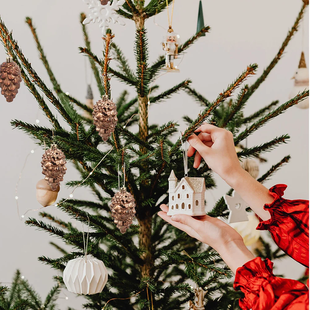 

16 Pcs Christmas Ball Charm Giant Pine Cones Artificial Branches Fall Hanging Thanksgiving Day Decoration Holiday Pendant