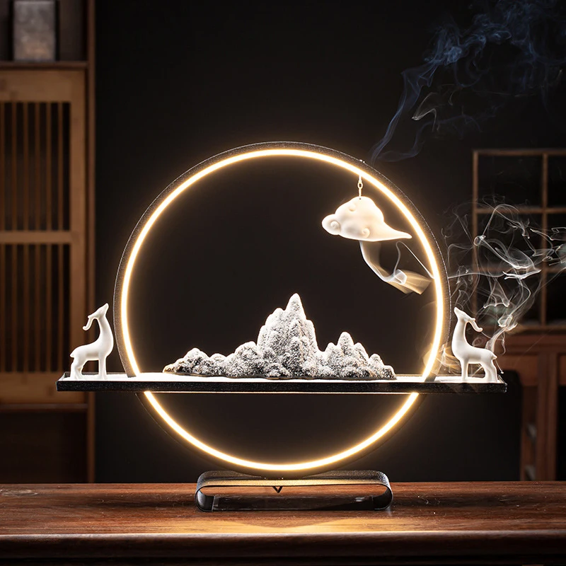 Zen-Style Decorative Ornaments With A Dry Landscape Design, Featuring Deer, For Living , Entrance Hall, Tea Room, Tabletop,