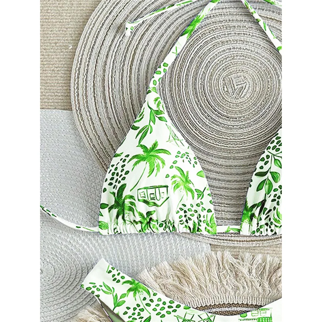XS - L Neuer bedruckter Neckholder-Bikini, brasilianischer Bikini, Damen-Badeanzug, zweiteiliges Bikini-Set, Badeanzug für Damen, Badebekleidung, Badeanzug, Schwimmanzug V7173 – Detail 4