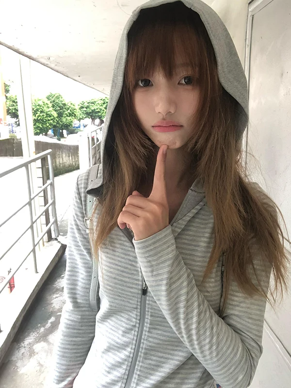 Tonngirls Y2k اليابانية هوديس المرأة طويلة الأكمام مخطط البلوز الشارع الشهير الأمريكية مخطط هوديس مع سحاب E-الفتيات #3