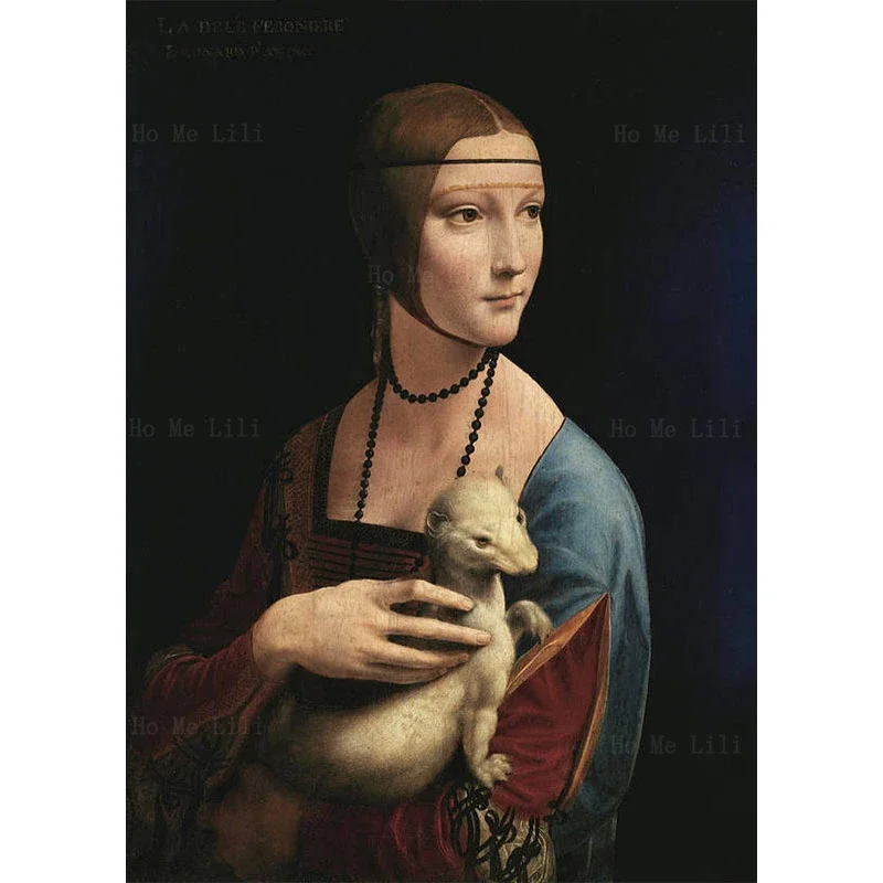 Medieval Renaissance Lady With An Ermine In His Arms Classic Canvas Wall Art By Ho Me Lili For Livingroom Home Decor