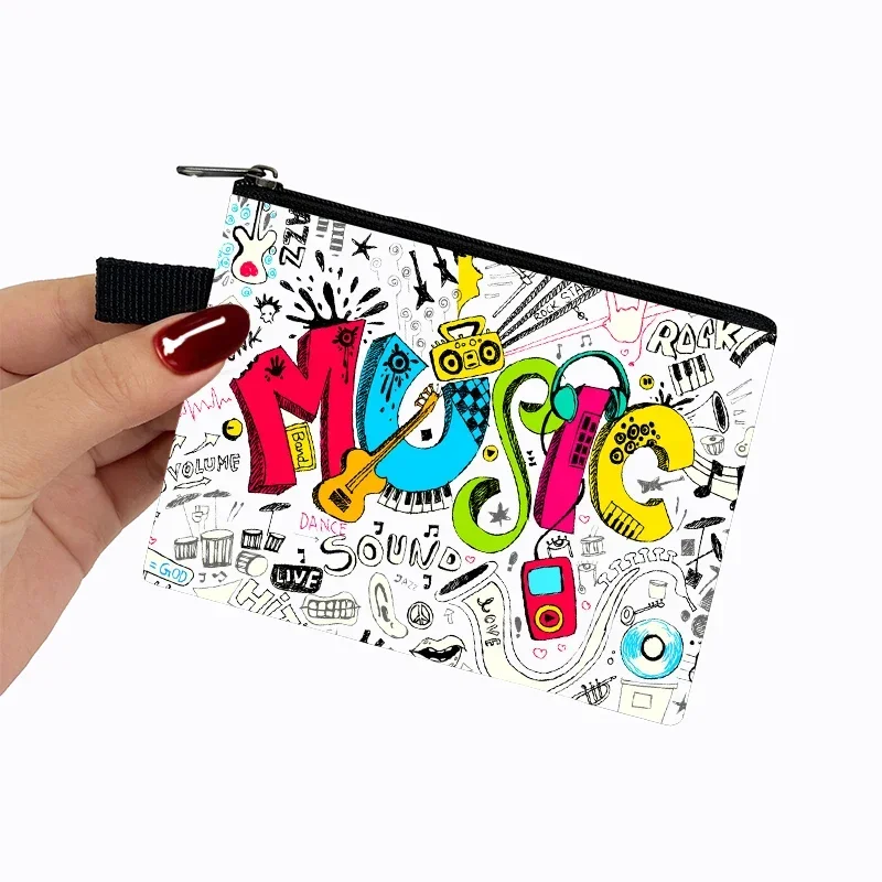 Hot Sale Music Note Coin Purse Women Piano Guitar Wallet Money Bag Girls Purses Small Clutch  Credit Card Keys Holder Bags Gift