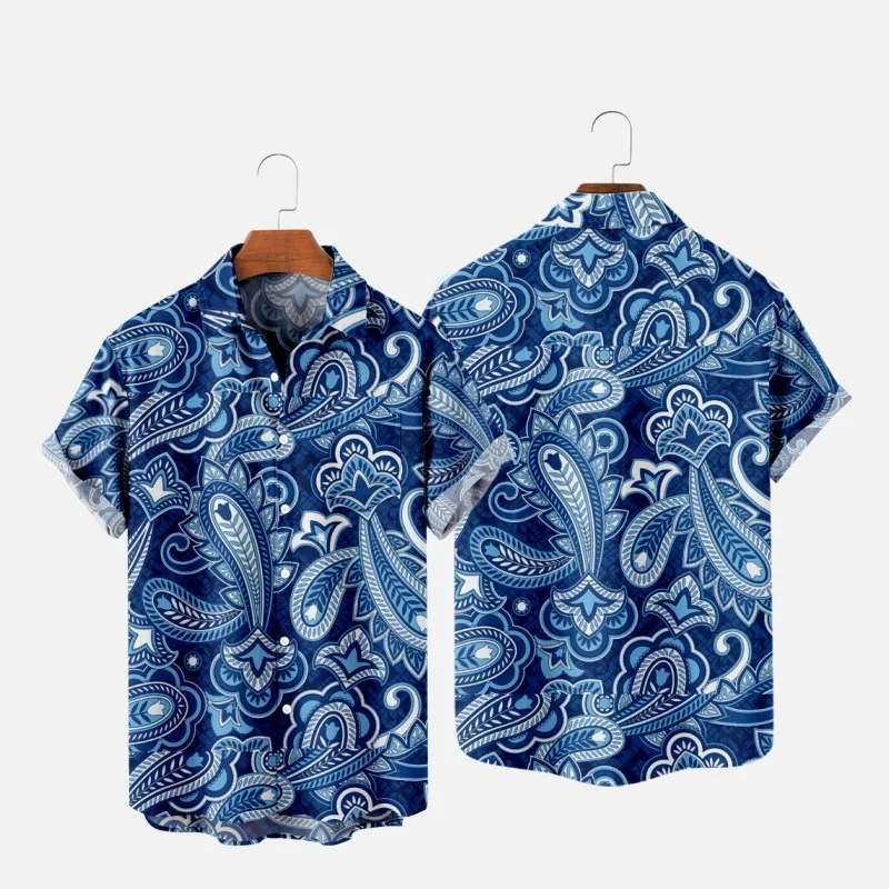 

Men's Fashion Y2K T-Shirts Hawaiian Shirt Samoan Texture 3D Print Cozy Casual One Button Short Sleeve Beach Oversized Clothes 3