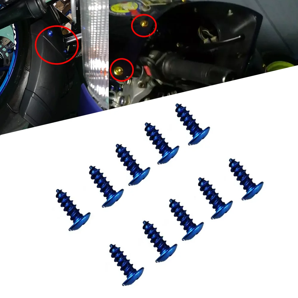 

10PCS Motorcycle Screw Universal Colorful Decoration Motorbike Frame Fixed Screws Scooter Nuts Bolts Bike Tip M5 Screws