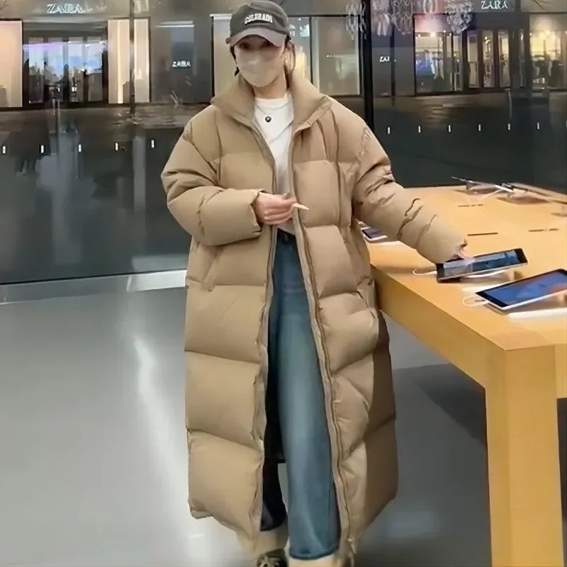 2023 New Winter Cotton padded jacket Women's mid length thick loose oversized jacket Women's clothing fur collar jacket