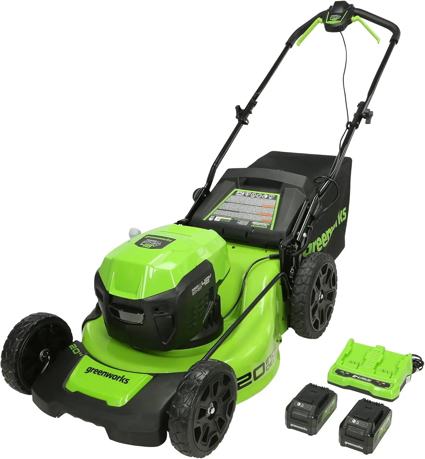 

48V (2 x 24V) 20" Brushless Cordless (Push) Lawn Mower (LED Headlight), (2) 4.0Ah Batteries and Dual Port Rapid Charger