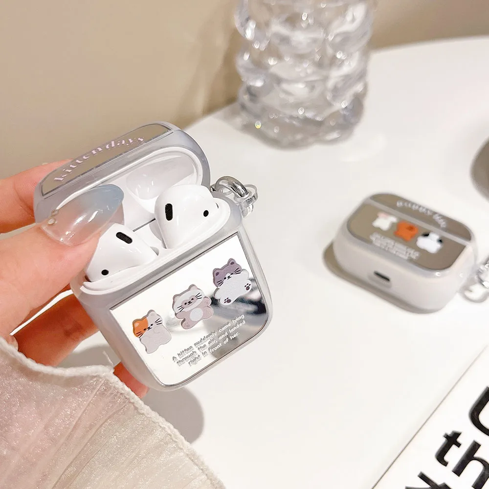 Etui na słuchawki INS Mirror Cat Dog Kitten Couple do słuchawek Airpods 1 2 3 Silikonowe etui na słuchawki Apple Air Pods Pro 2 Bluetooth