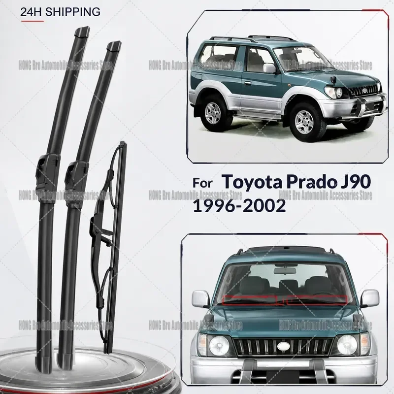 For Toyota Land Cruiser Prado J90 1996-2002 Front Rear Windshield Wiper Blades Set 19 18 14 Inch Auto Window Cleaning