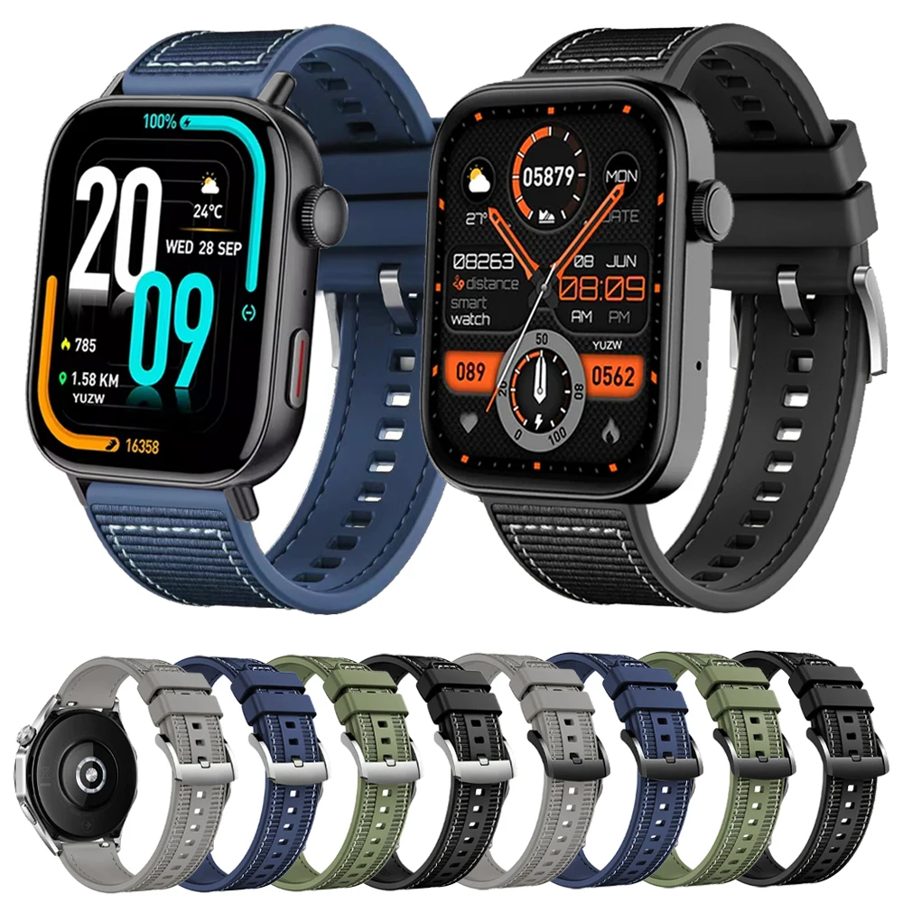 22mm Sport Nylon Silicone Band For COLMI P71 Strap C81/C8 Max/P68/P60/V68/V70/73/i30/M41/M42 Wristband Bracelet Accessories Belt