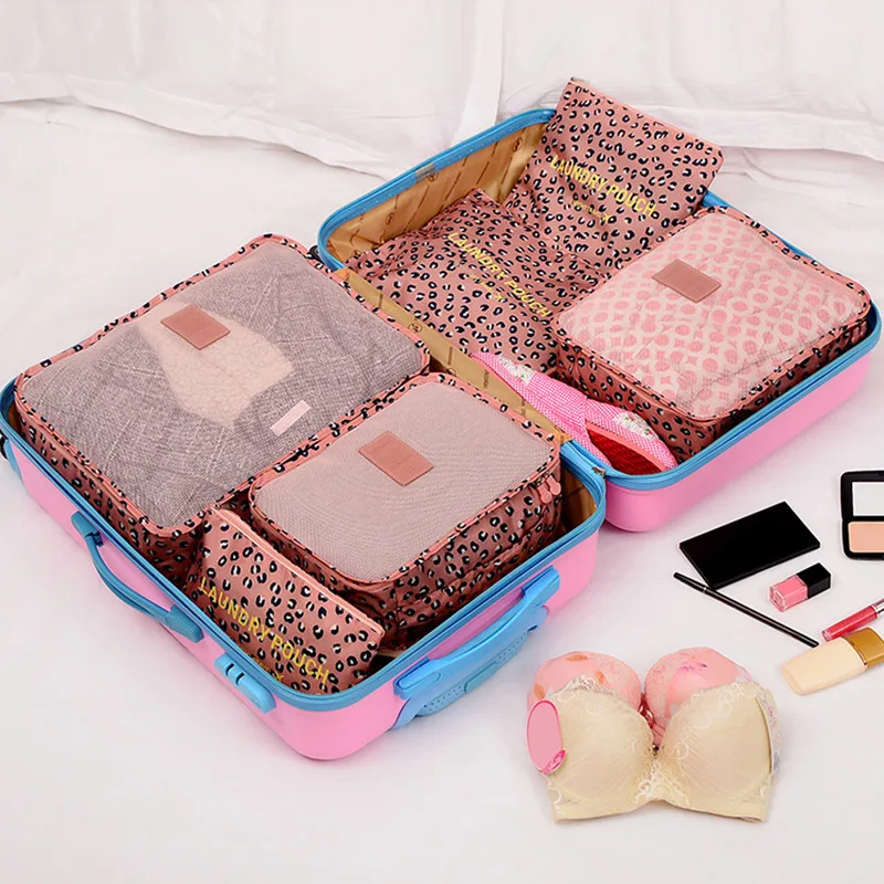 6 Pieces Set Travel Organizer Storage Bags Suitcase Portable Luggage Organizer Clothes Shoe Tidy Pouch Packing Storage Cases