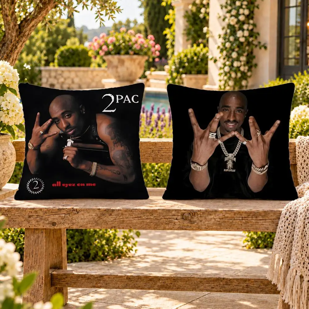 Rapper West Coast 2Pac Cushion Cover Soft Plush Throw Pillow Cover Washable Sofa Bed Patio Chair Home Decor