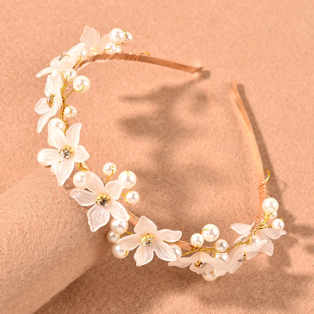 Luxury Crystal  Sliver Pearl  Bridal Hairband With Flower For Women Wedding Party Jewelry Hair Accessories Women Headpieces