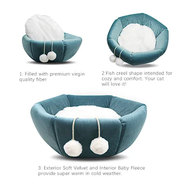 

Wholesale Custom New Design Comfortable Cat House with BallsToy All Season Deformation-proof Cat Bed