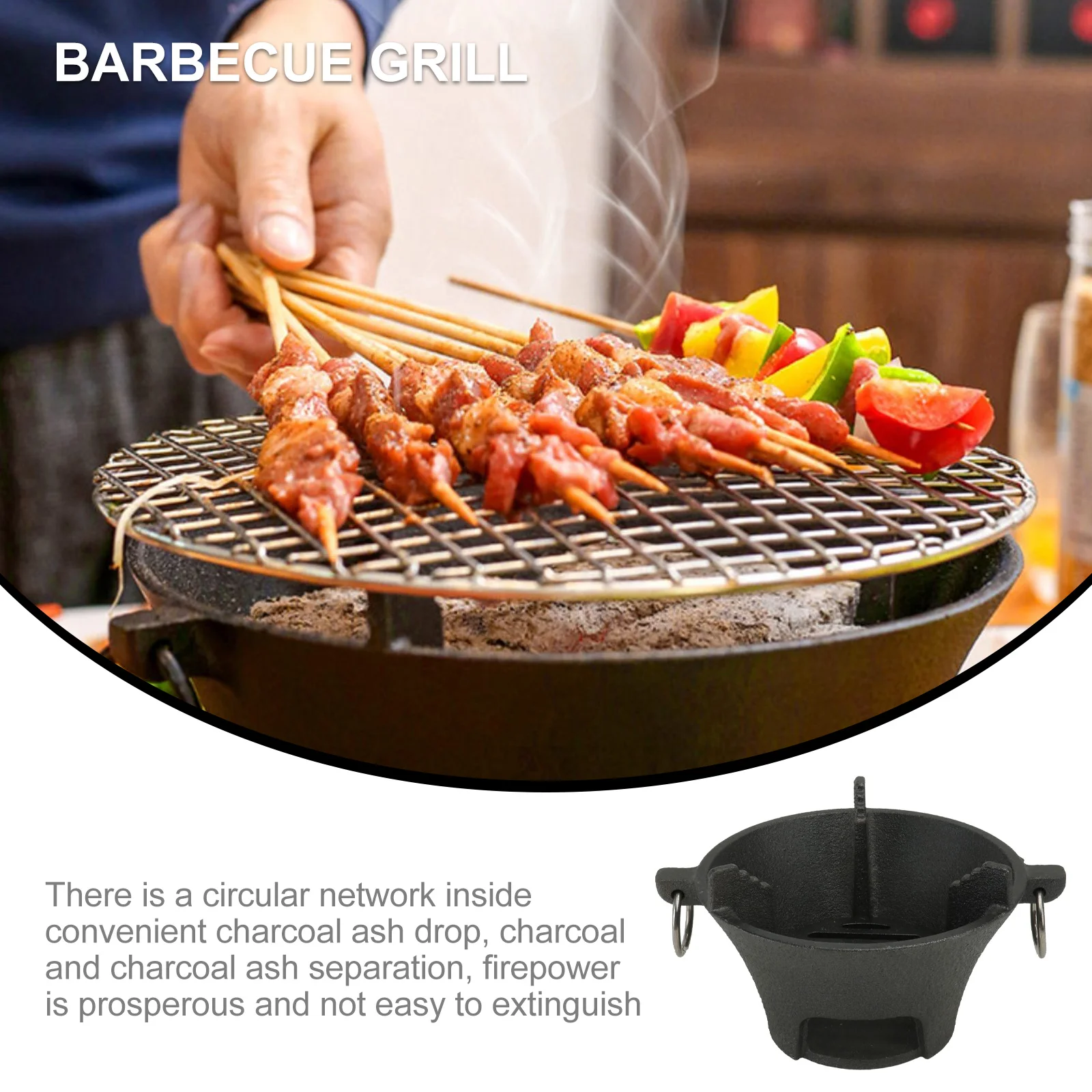 Grill Sturdy Iron Barbecue Outdoor Charcoal Fire Stove Baking Tray Pan Camping Frying Mini