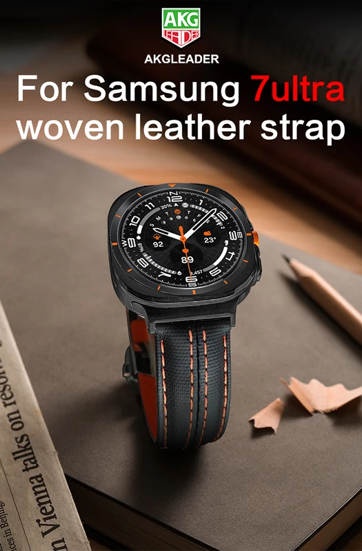 

AKGLEADER Flying Spur плетеный верх из воловьей кожи ремешок для часов для Samsung Galaxy Watch 7 Ultra 47 мм ремешок для часов7 40 44 мм