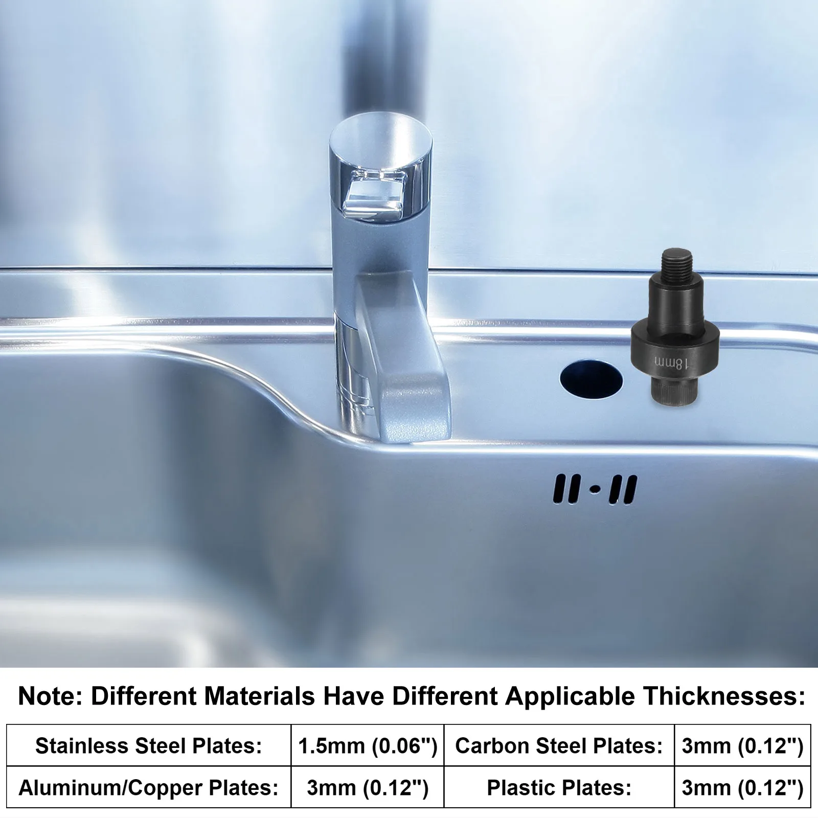 10-35mm Blechlochstanzer aus Lagerstahl für präzises Schneiden, manuelles Lochstanzen-Set mit externem Sechskantschaft für Metallplatten und Spülbecken – Detail 5