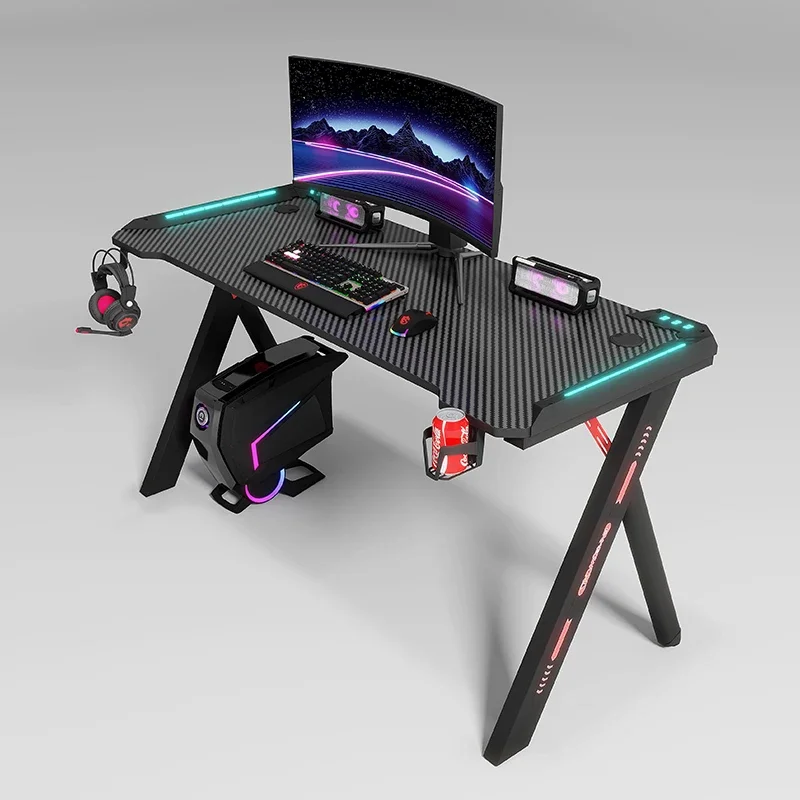 2023 New Design Professional Home Office Height Adjustable Computer Desk Gaming Pc Table With Rgb Light geming table