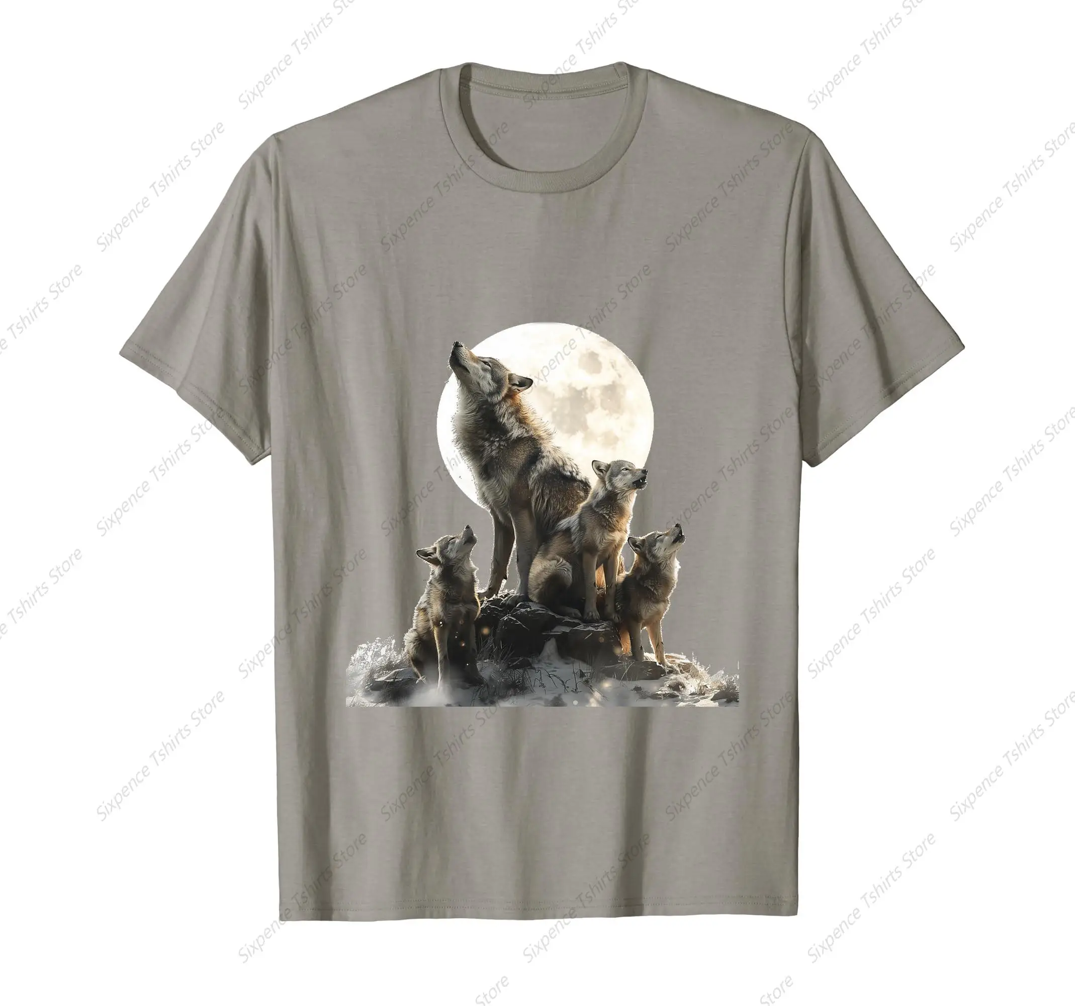 Mommy Wolf Howling at Moon Graphic Wolf Lovers Mother's Day T-Shirt